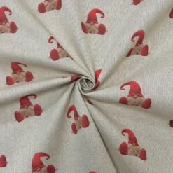 Xmas Gnomes Linen Look Polycotton Fabric