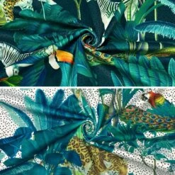 Spotty Tropical Jungle Digital Velvet Fabric