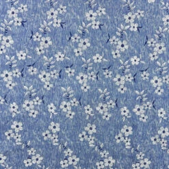 Elegant Blossom Chambray Denim Fabric
