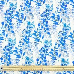 Blue Leaves On White Linen Blend Fabric 6 Blue Leaves On White Linen Blend Fabric -Ernst Fabric Store 07BD48B9 4354 4C53 ADEB B436C01BBF2F