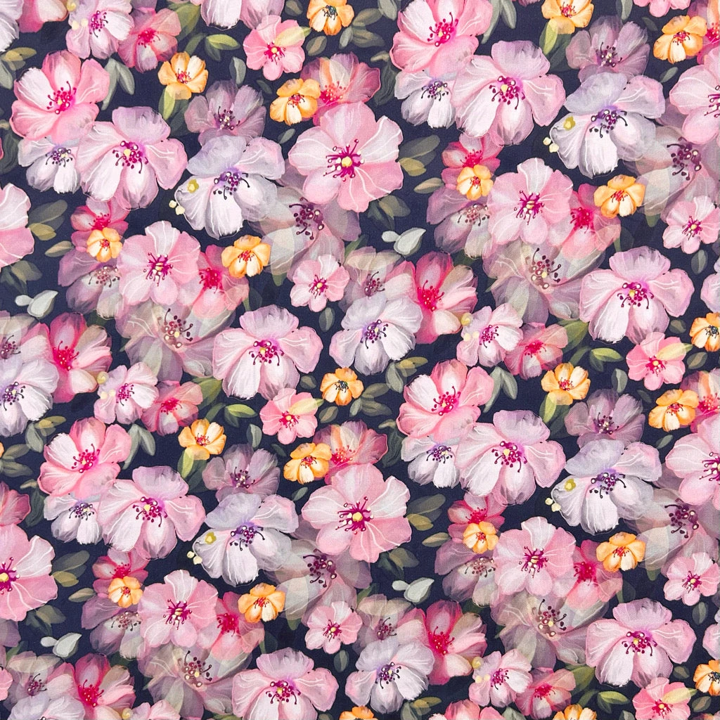 Cherry Blossom Viscose Satin Fabric 1 Cherry Blossom Viscose Satin Fabric