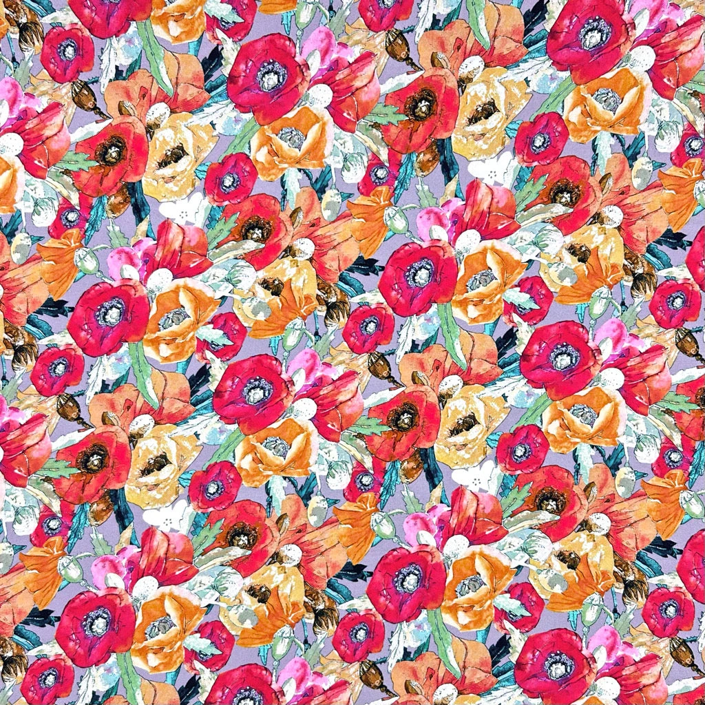 Poppy Sunset Viscose Poplin Fabric 1 Poppy Sunset Viscose Poplin Fabric