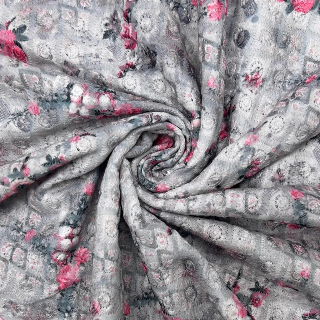 Rose Garden Digital Embroidered Polycotton Fabric 4 Rose Garden Digital Embroidered Polycotton Fabric - Image 4