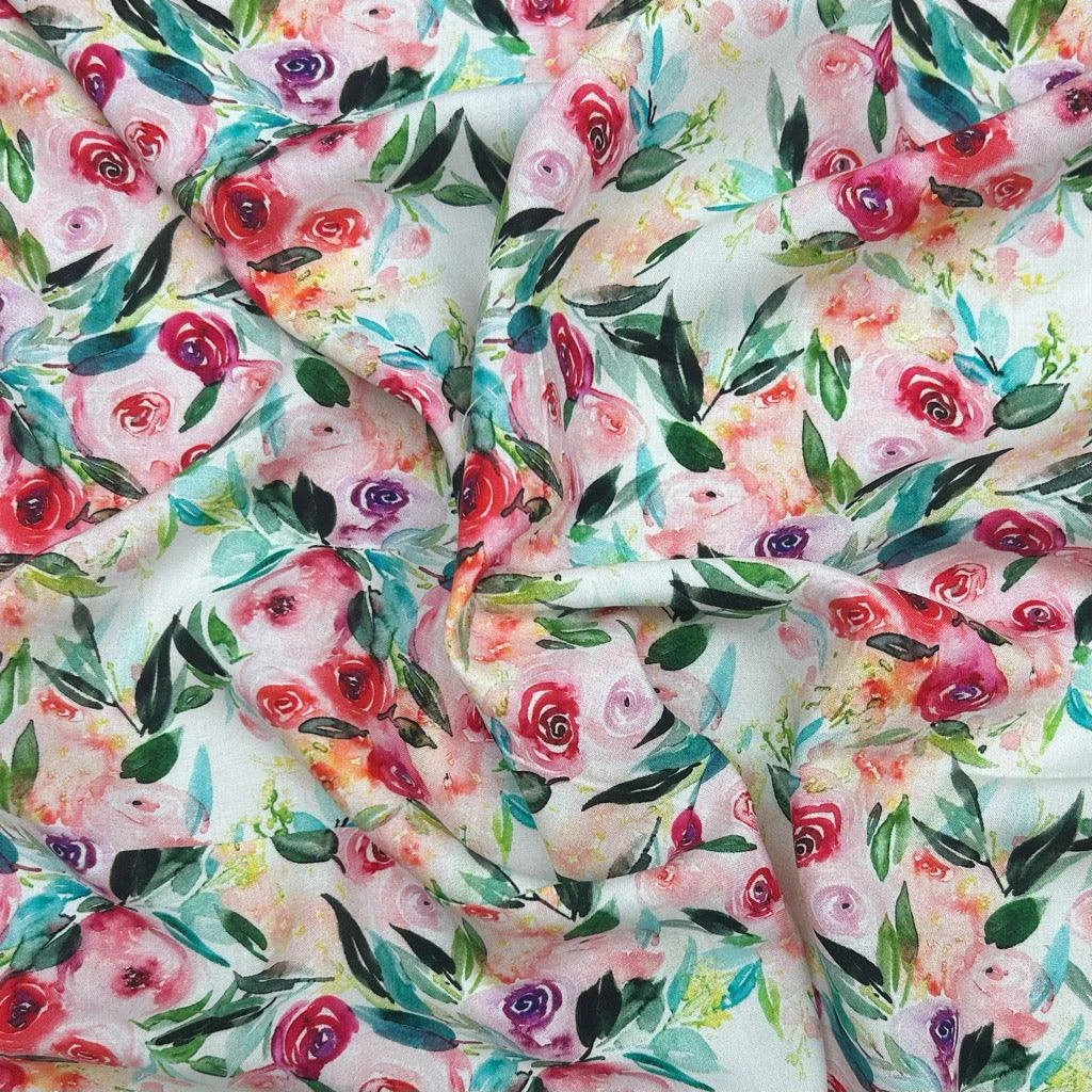 Rose Garden Viscose Challis Fabric 3 Rose Garden Viscose Challis Fabric - Image 3