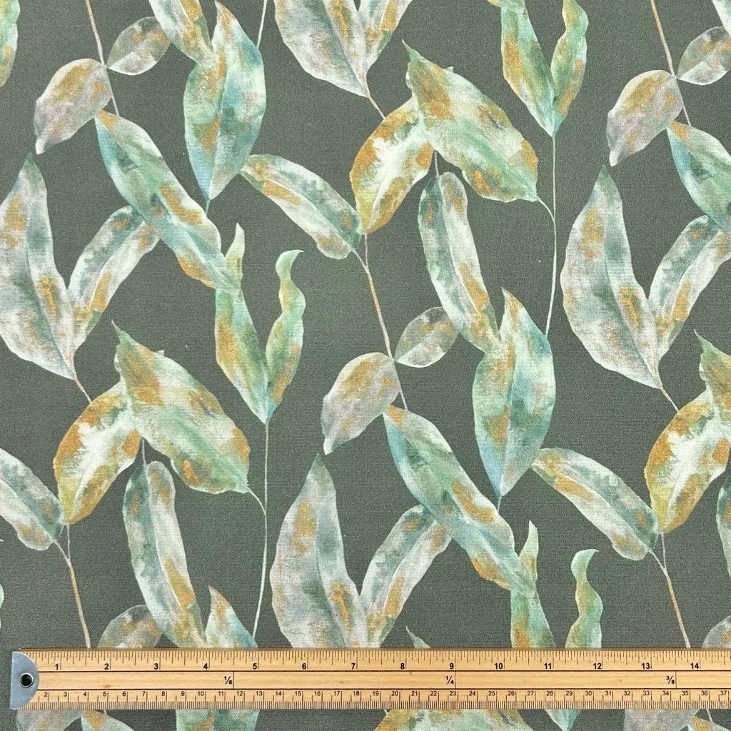 Green Leaves Cotton Canvas Fabric 2 Green Leaves Cotton Canvas Fabric - Image 2