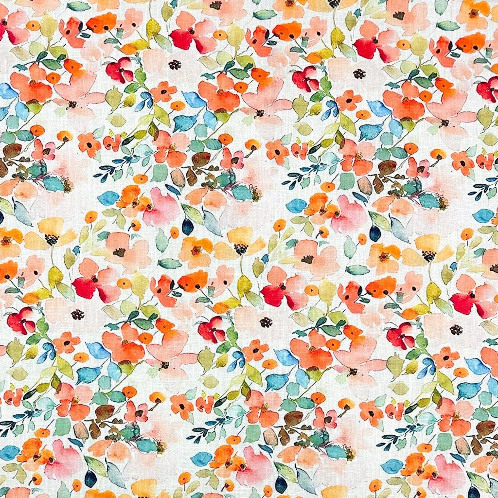 Colourful Multi Floral Linen Blend Fabric 1 Colourful Multi Floral Linen Blend Fabric