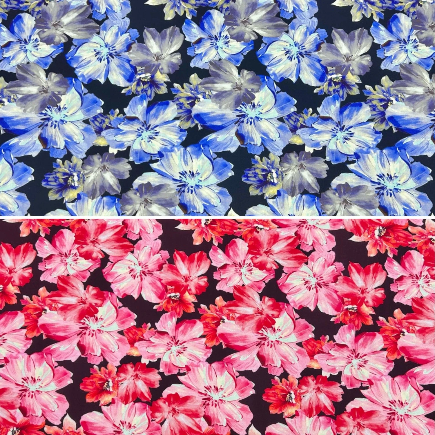 Midnight Floral Viscose Challis Fabric 1 Midnight Floral Viscose Challis Fabric