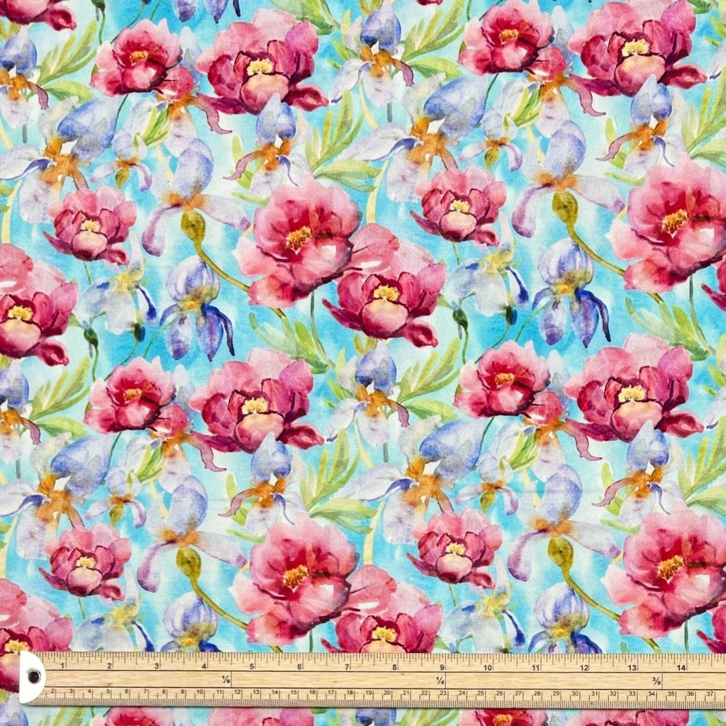 Pink Garden Stretch Viscose Twill Fabric 2 Pink Garden Stretch Viscose Twill Fabric - Image 2