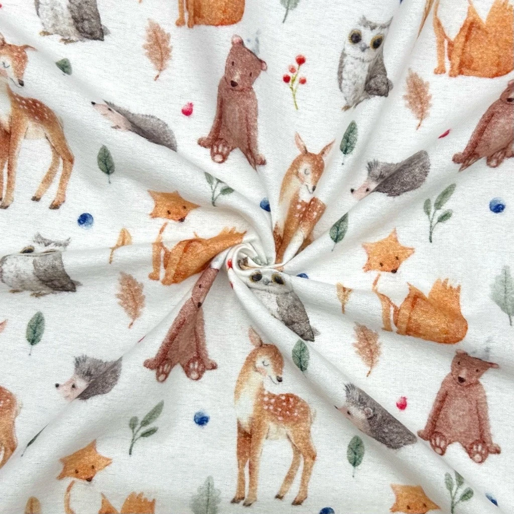 Woodland Animals Brushed Cotton Fabric 3 Woodland Animals Brushed Cotton Fabric - Image 3
