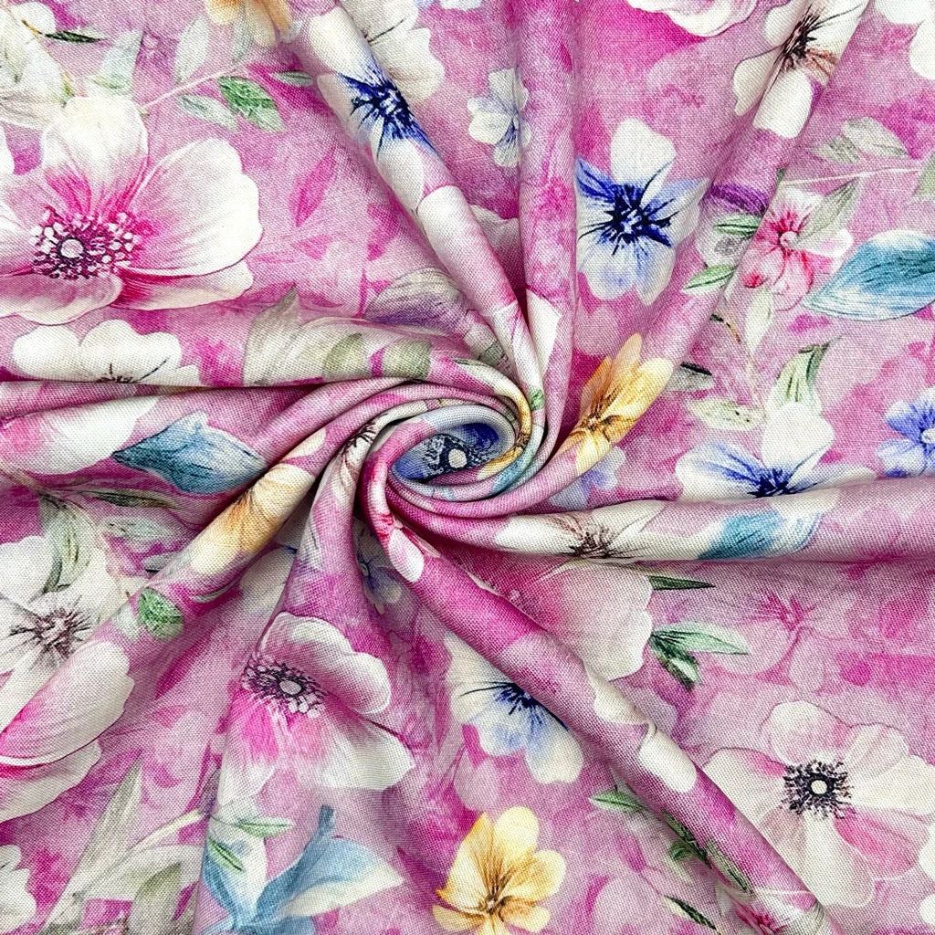Blooming Flowers Linen Viscose Fabric 4 Blooming Flowers Linen Viscose Fabric - Image 4