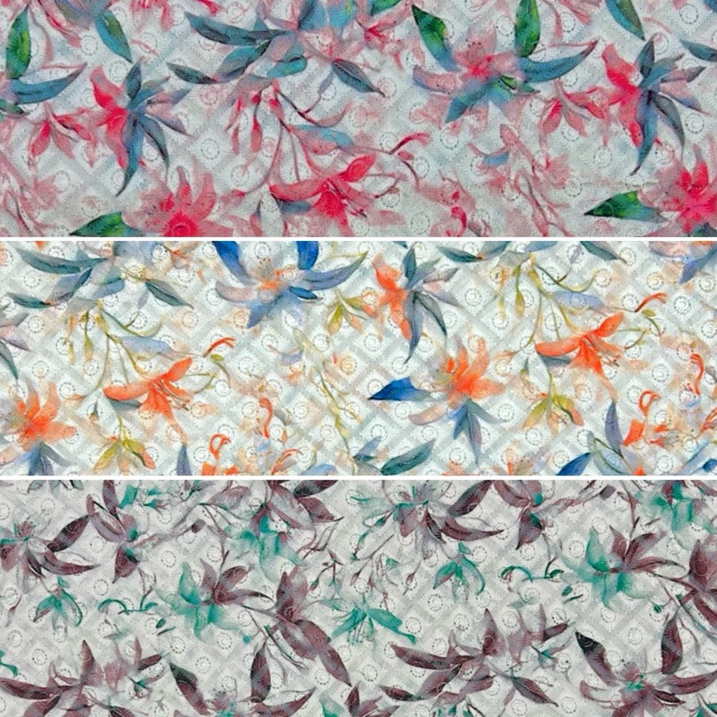 Floral Whisper Digital Embroidered Polycotton Fabric 1 Floral Whisper Digital Embroidered Polycotton Fabric