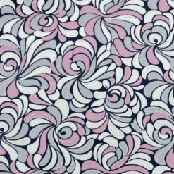 Abstract Swirls And Gold Foil Dots Knit Fabric