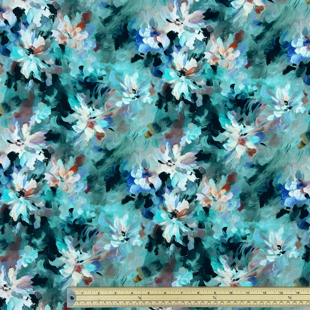 Floral Waves Viscose Poplin Fabric 2 Floral Waves Viscose Poplin Fabric - Image 2