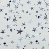 Blue Stars On White Viscose Challis Fabric
