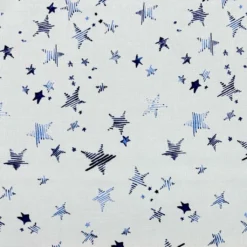 Blue Stars On White Viscose Challis Fabric