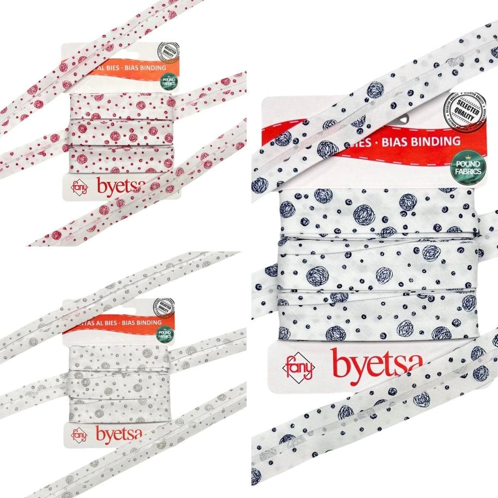 Squiggles Organic Cotton Bias Binding Tape - 5 Metres 1 Squiggles Organic Cotton Bias Binding Tape - 5 Metres