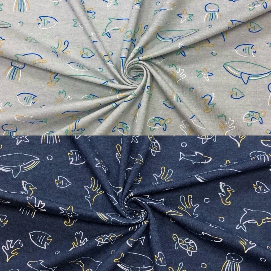 Sealife Cotton Jersey Fabric 1 Sealife Cotton Jersey Fabric
