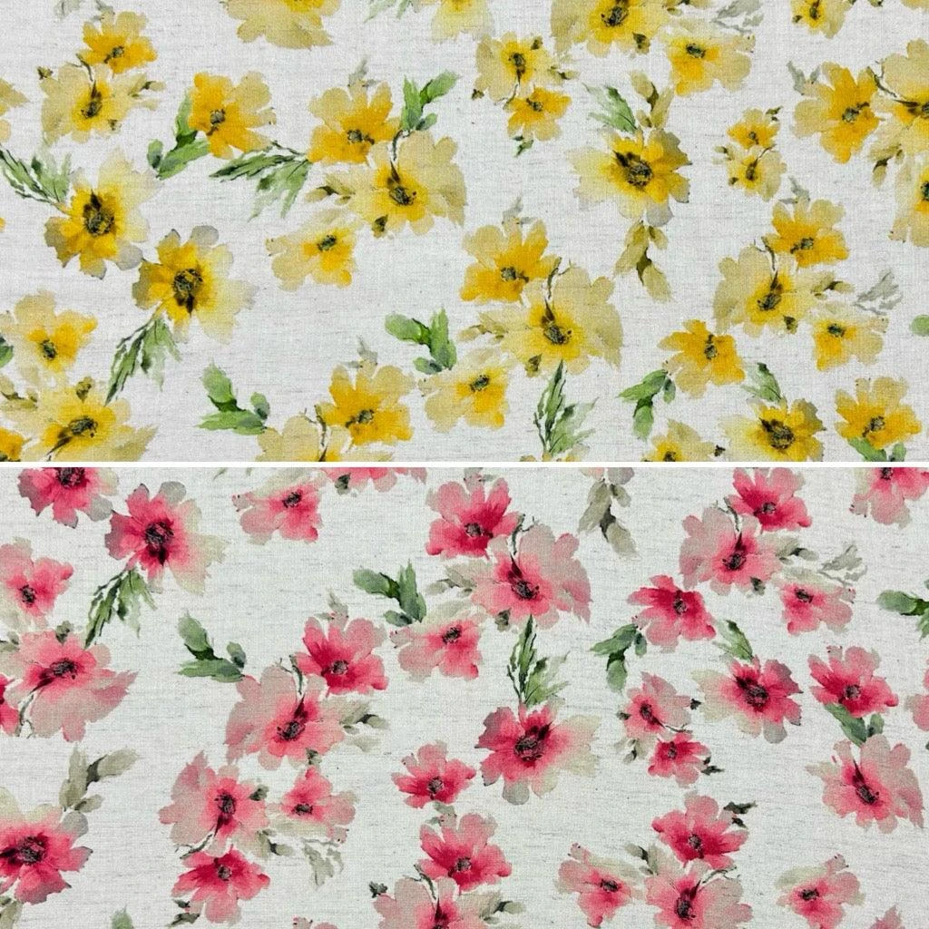 Vintage Blooms Viscose Linen Fabric 1 Vintage Blooms Viscose Linen Fabric