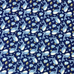Whales And Cosmic Skies Brushed Cotton Fabric