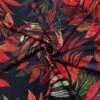 Multicoloured Leaves On Black Digital Modal-Touch Jersey Fabric