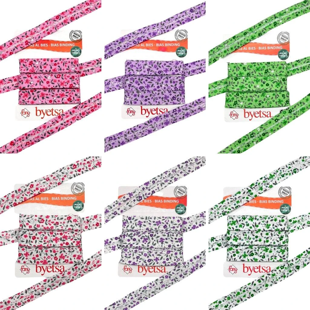 Flower Garden Organic Cotton Bias Binding Tape - 5 Metres 1 Flower Garden Organic Cotton Bias Binding Tape - 5 Metres