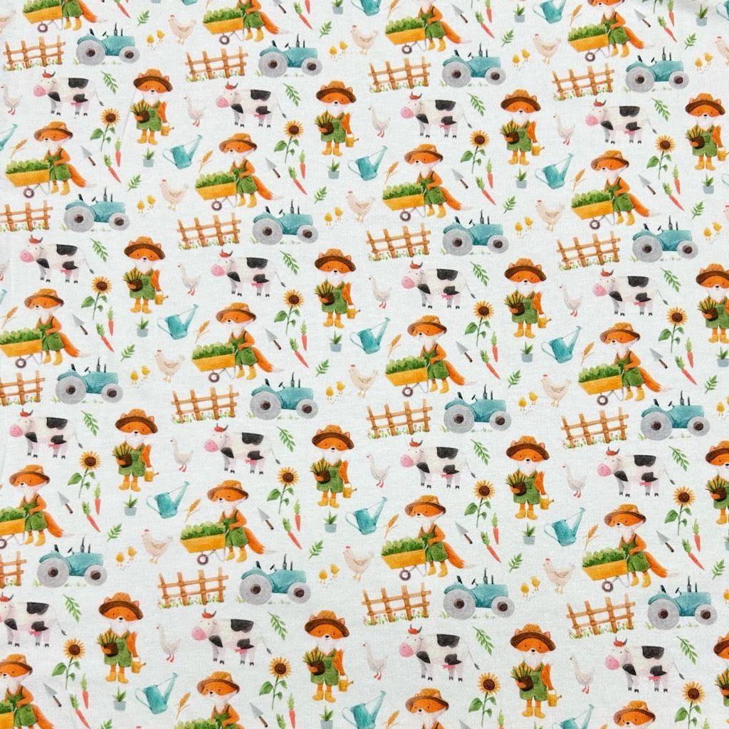 Farm Day Organic Cotton Jersey Fabric - Little Johnny 1 Farm Day Organic Cotton Jersey Fabric - Little Johnny
