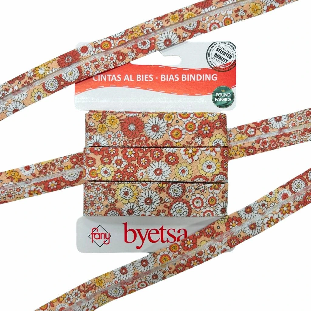 Summer Floral Organic Cotton Bias Binding Tape - 5 Metres 2 Summer Floral Organic Cotton Bias Binding Tape - 5 Metres - Image 2