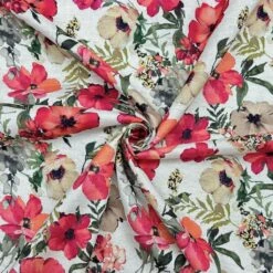 Pink Garden On Ivory Viscose Linen Fabric -Ernst Fabric Store 2A0D7D7A 67F3 4897 AE10 5EFFAF218C8A