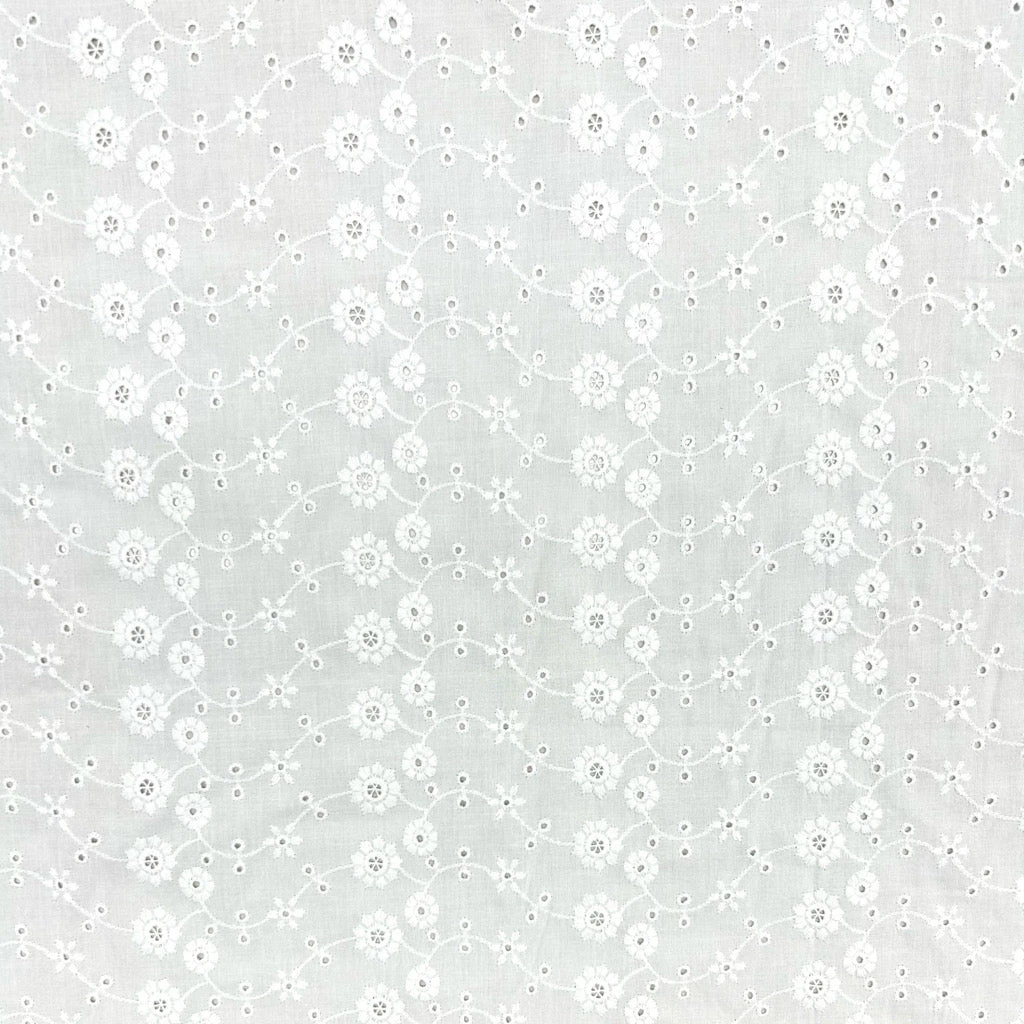 Ethereal Blossom White Embroidered Cotton Fabric #14 1 Ethereal Blossom White Embroidered Cotton Fabric #14