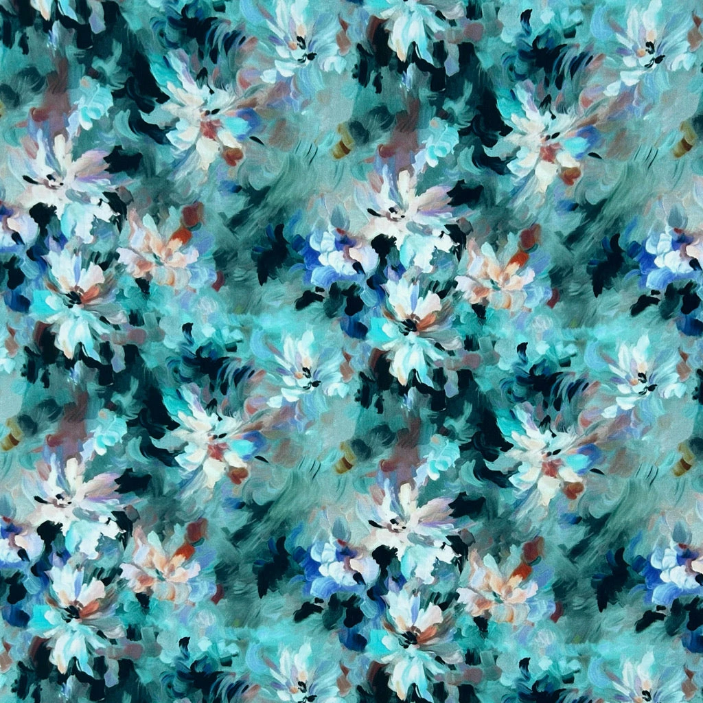 Floral Waves Viscose Poplin Fabric 3 Floral Waves Viscose Poplin Fabric - Image 3