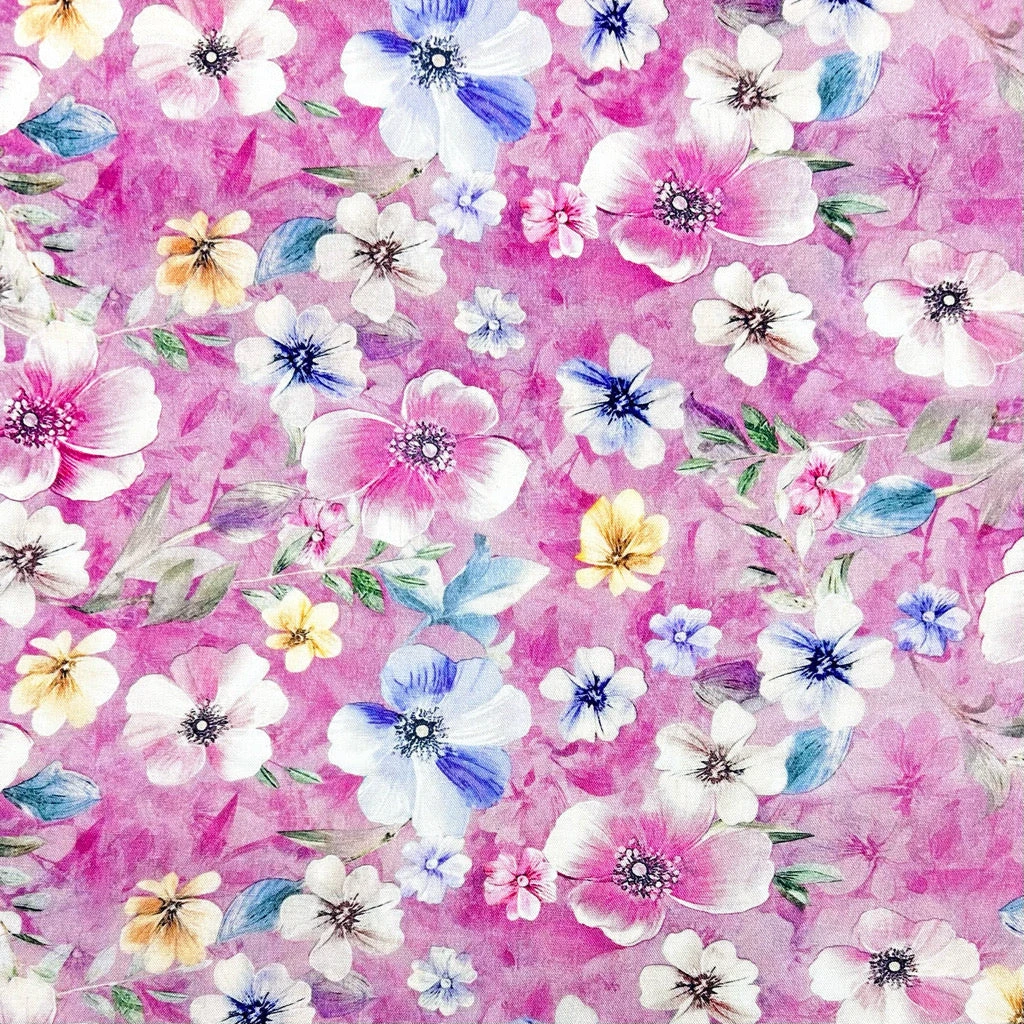 Blooming Flowers Linen Viscose Fabric 3 Blooming Flowers Linen Viscose Fabric - Image 3