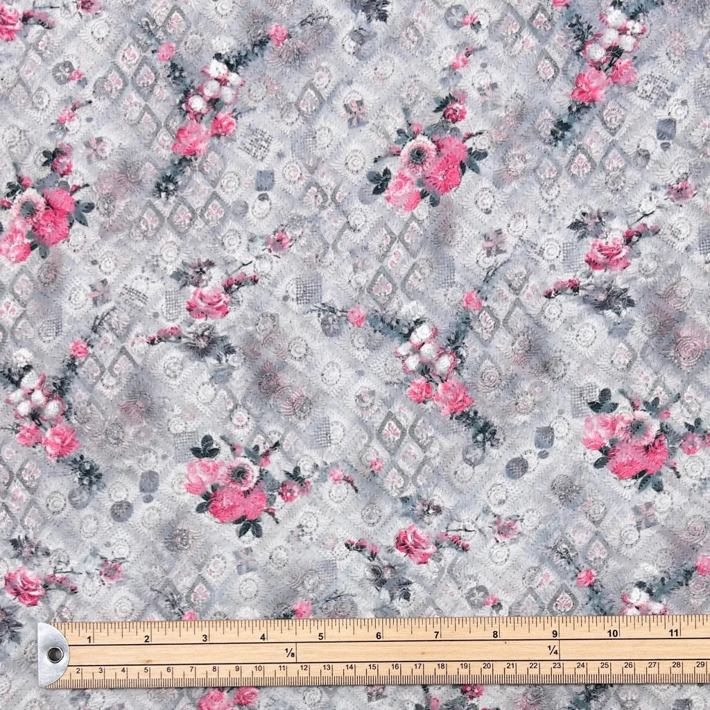 Rose Garden Digital Embroidered Polycotton Fabric 2 Rose Garden Digital Embroidered Polycotton Fabric - Image 2
