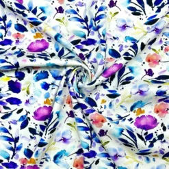 Purple Flowers On White Stretch Viscose Twill Fabric -Ernst Fabric Store 3DCC5460 27B5 4EEE A870 43E7ABDB9FA9