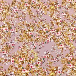 Flower Bunches On Pink Crepe Fabric