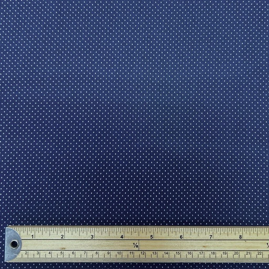 Mini White Dots On Navy Cotton Shirting Fabric 2 Mini White Dots On Navy Cotton Shirting Fabric - Image 2