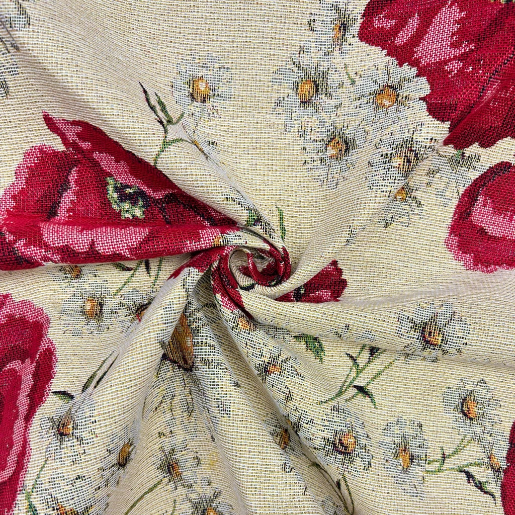 Daisies And Poppies Tapestry Fabric 3 Daisies And Poppies Tapestry Fabric - Image 3