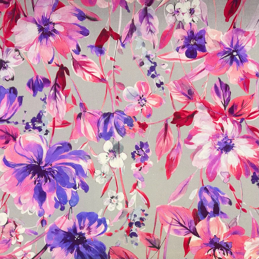 Gardens On Grey Linen Blend Fabric 1 Gardens On Grey Linen Blend Fabric