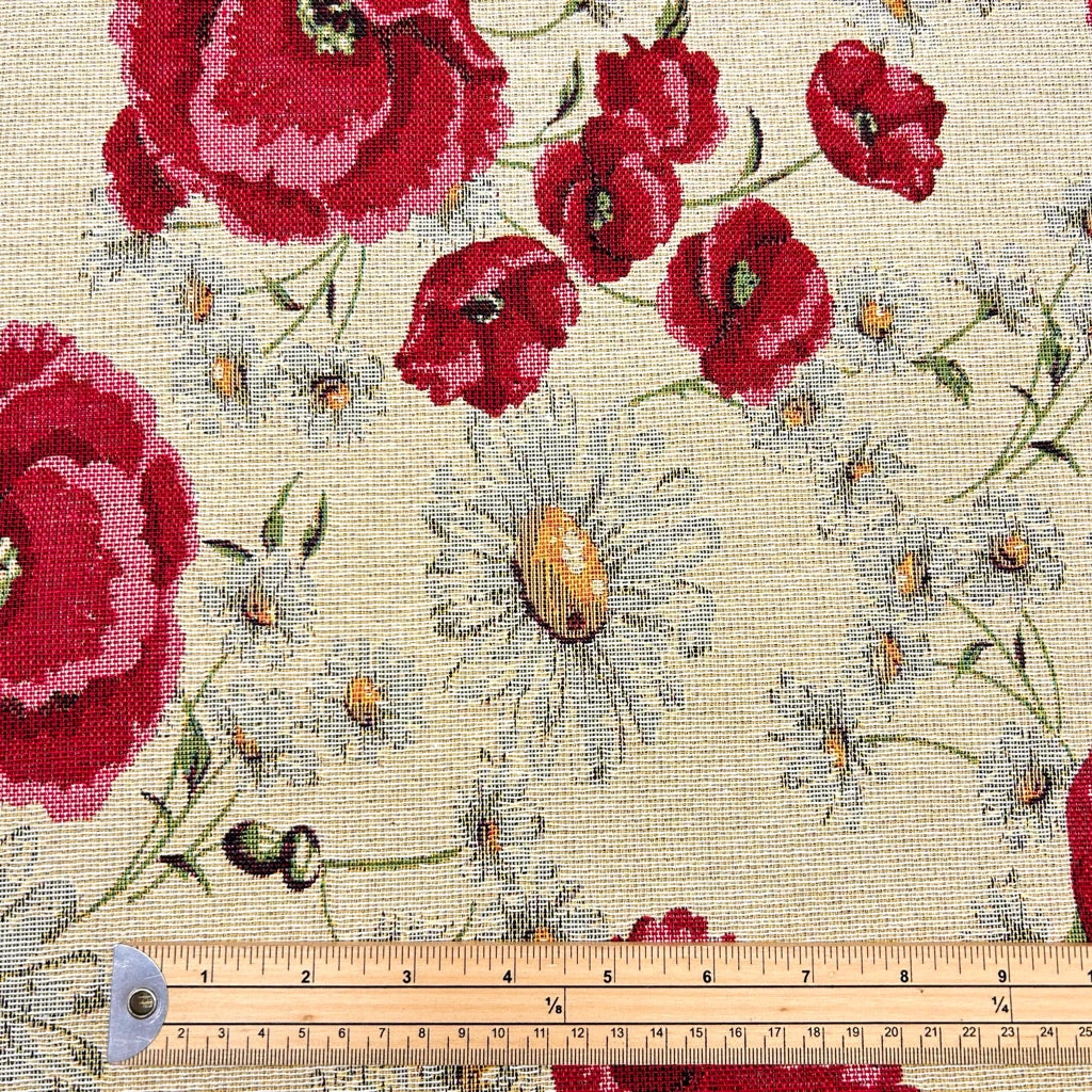 Daisies And Poppies Tapestry Fabric 2 Daisies And Poppies Tapestry Fabric - Image 2