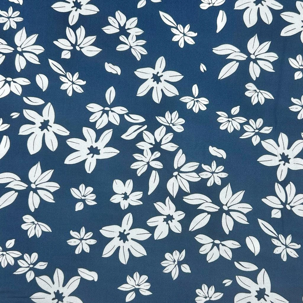 Scattered White Flowers Viscose Challis Fabric 5 Scattered White Flowers Viscose Challis Fabric - Image 5