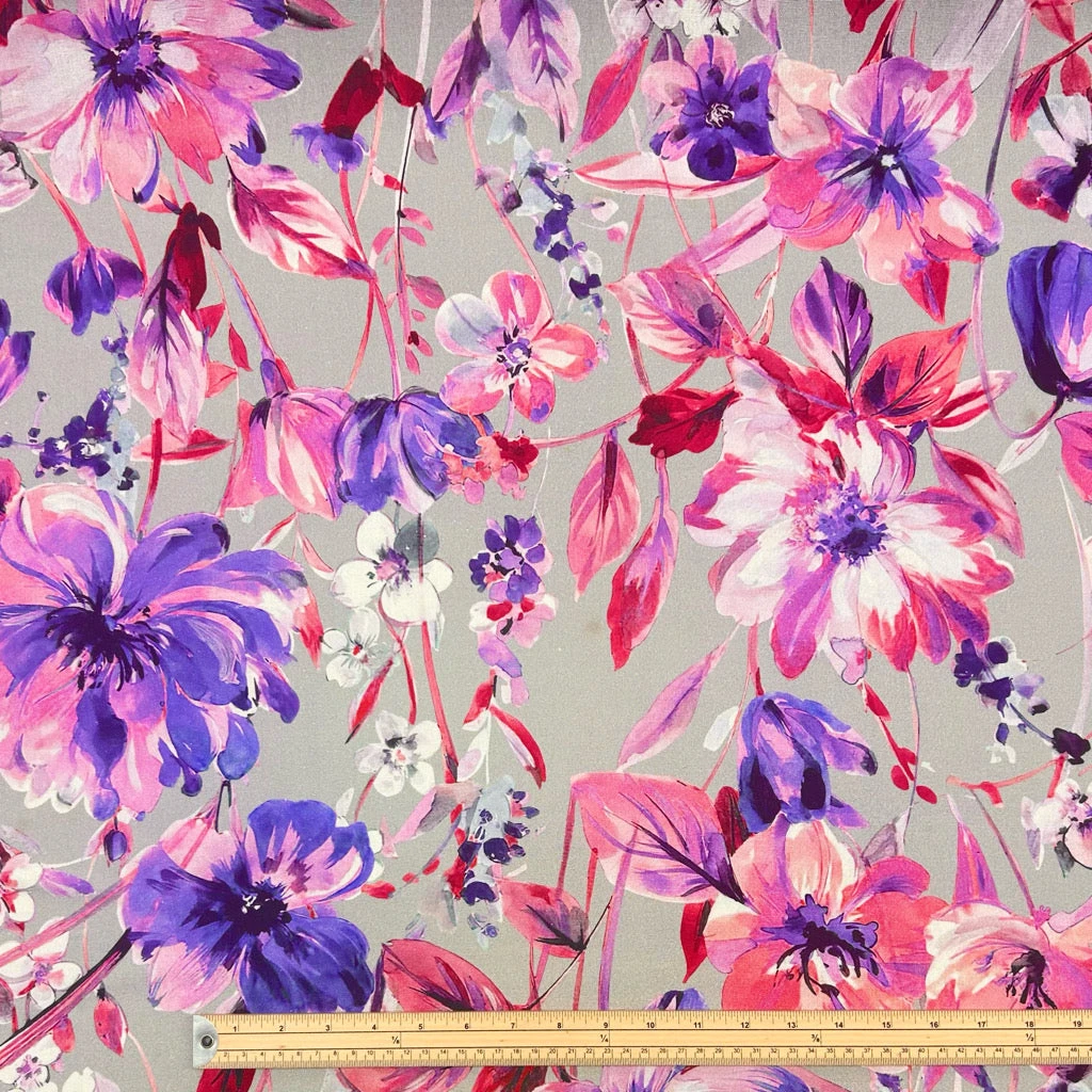 Gardens On Grey Linen Blend Fabric 2 Gardens On Grey Linen Blend Fabric - Image 2