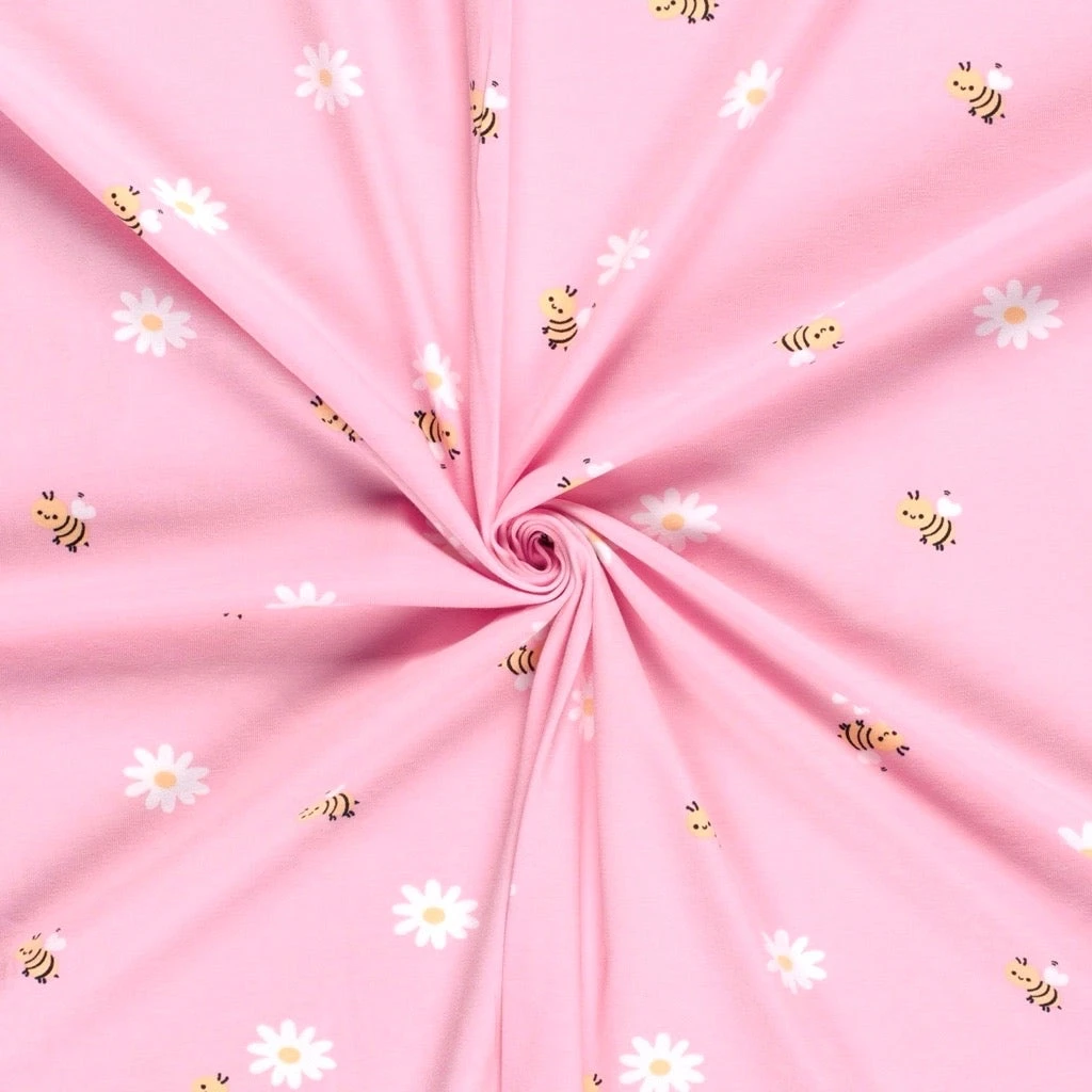 Honeybee Blossom Cotton Jersey Fabric 3 Honeybee Blossom Cotton Jersey Fabric - Image 3