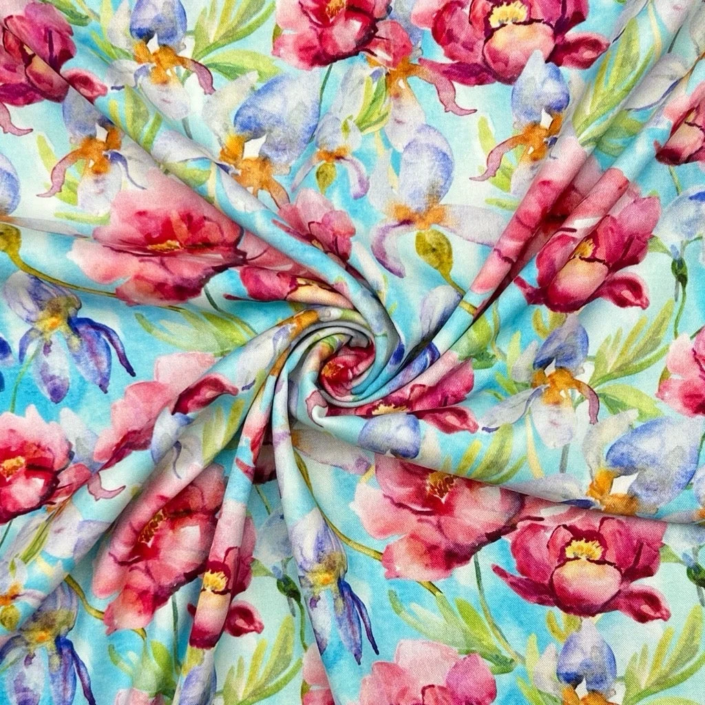 Pink Garden Stretch Viscose Twill Fabric 3 Pink Garden Stretch Viscose Twill Fabric - Image 3