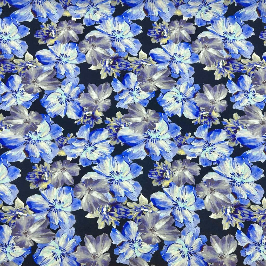 Midnight Floral Viscose Challis Fabric 3 Midnight Floral Viscose Challis Fabric - Image 3