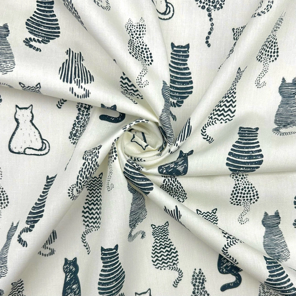 Striped Cats Rose & Hubble Cotton Poplin Fabric 4 Striped Cats Rose & Hubble Cotton Poplin Fabric - Image 4