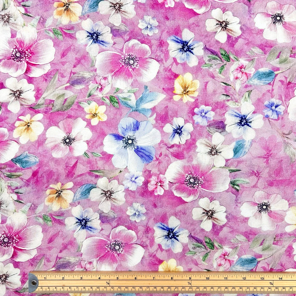 Blooming Flowers Linen Viscose Fabric 2 Blooming Flowers Linen Viscose Fabric - Image 2