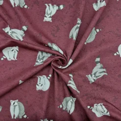 Raccoons On Burgundy Cotton Jersey Fabric -Ernst Fabric Store 62C1B934 83BC 4273 991F F15842BAAAAD