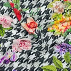 Flowers On Houndstooth Viscose Challis Fabric 5 Flowers On Houndstooth Viscose Challis Fabric -Ernst Fabric Store 648D2806 F774 41CD A9BE 1EB766D20232