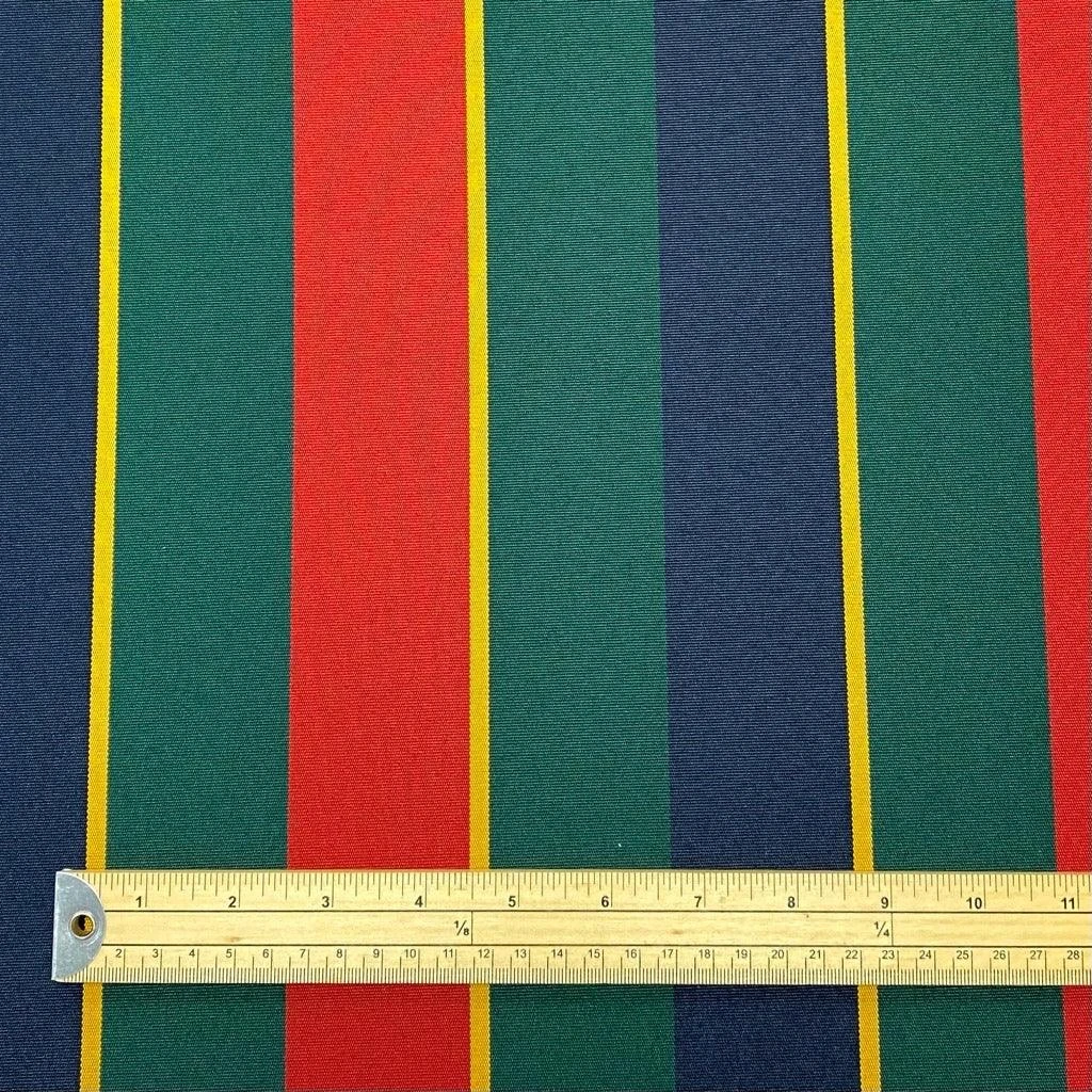 Navy/Green/Red Striped PU Coated Waterproof Fabric 1 Navy/Green/Red Striped PU Coated Waterproof Fabric