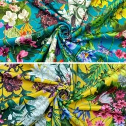 Summer Floral Digital Velvet Fabric