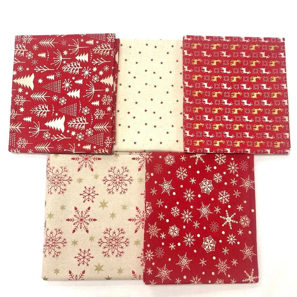 Red/Natural Fat Quarter Christmas Bundle - No.25 3 Red/Natural Fat Quarter Christmas Bundle - No.25 - Image 3